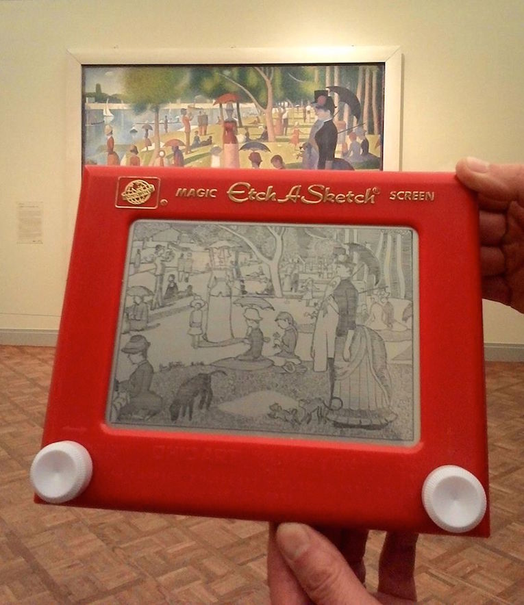 Impressive Etch A Sketch of Georges Seurat's Iconic Pointillist